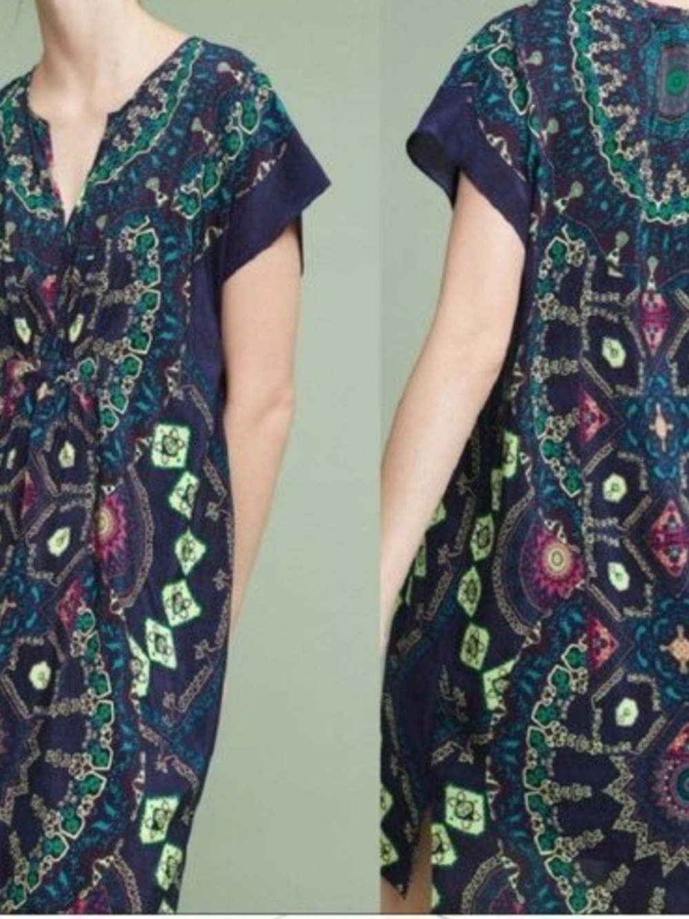 Maeve Purple Teal Medallion Print Top